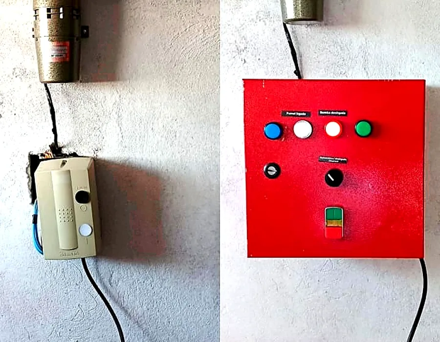 Antes e depois de instalação técnica de alarme